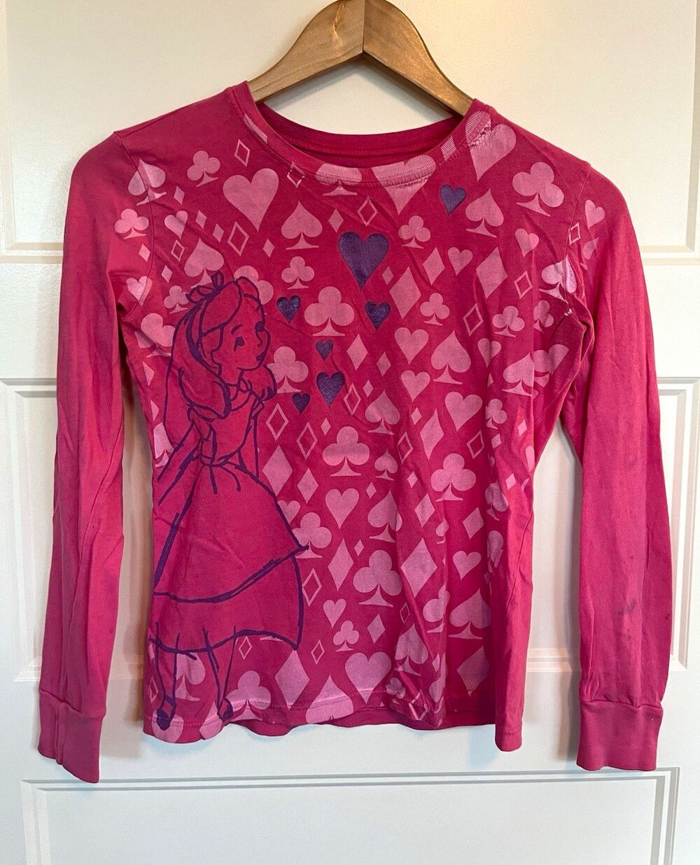 Disney Alice in Wonderland Pink Long Sleeve Graphic T-Shirt Adult